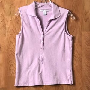 Medium Sleeveless Lilac color v-neck collar Blouse